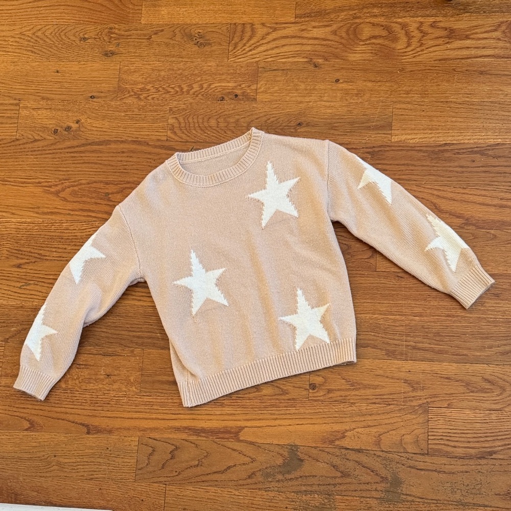 Kids Star Sweater - Tan and White